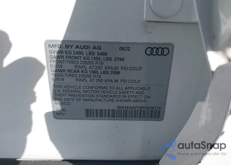 2023 Audi Q5 Premium Plus 45 Tfsi S Line Quattro z USA, uszkodzony, nr VIN WA1EAAFY8P2028174